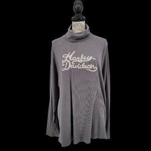 Harley Davidson Women’s 2XL Gray Embroidered Logo Turtleneck Lightweight Biker